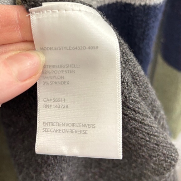 Tribal Blue and Green Striped Cardigan Sweater - Picture 4 of 4